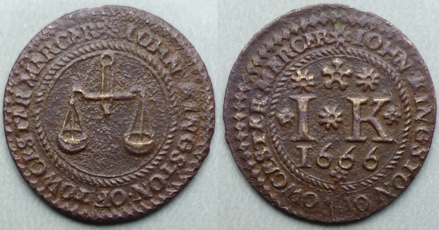Towcester, John Kingston 1666 farthing